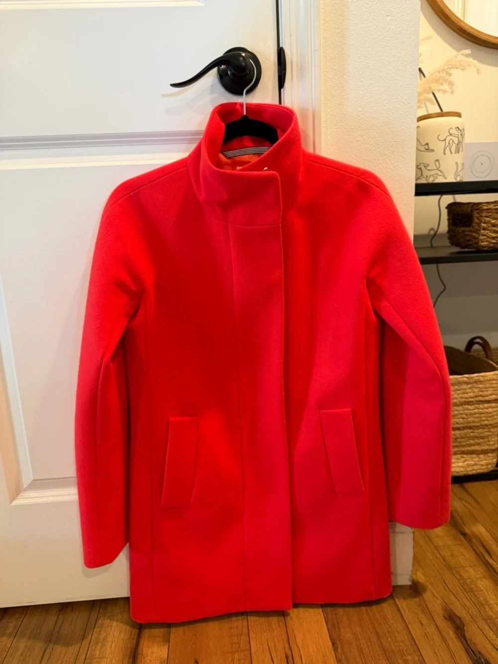 J. Crew Bright Red Wool Coat - Picture 5 of 7
